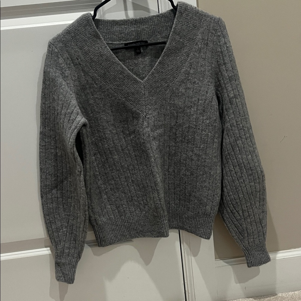 Gray V-Neck Women's Sweater